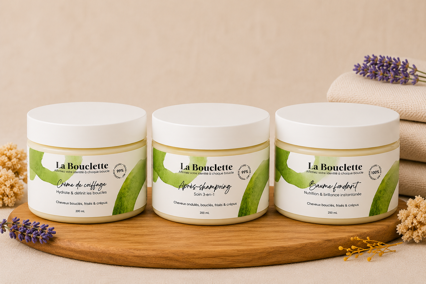Routine Boucles Complète — Après-shampoing + Crème + Baume